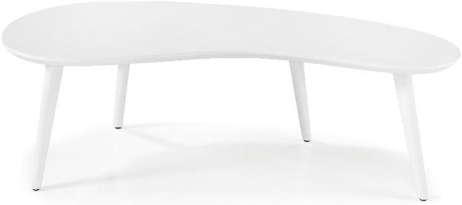 Camaflexi Mid Century Modern Coffee Table Small Tabletop Wood Coffee Desk, White