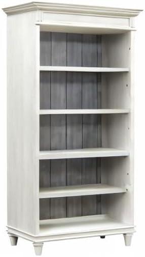 White Adjustable Wood Office Bookcase with Shelves