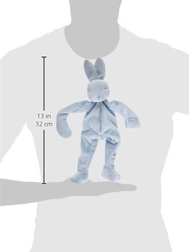 Blue Velour Bunny Pacifier Holder with Rattle