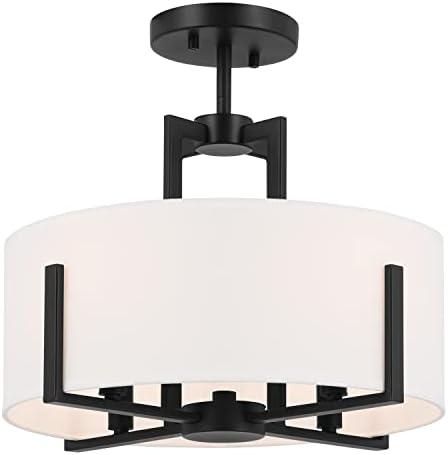 Malen Black Metal Semi-Flush 4-Light with White Fabric Shade