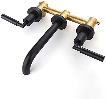 10.08" Wall Mounted Solid Brass 2-Handle Bathroom Sink Faucet