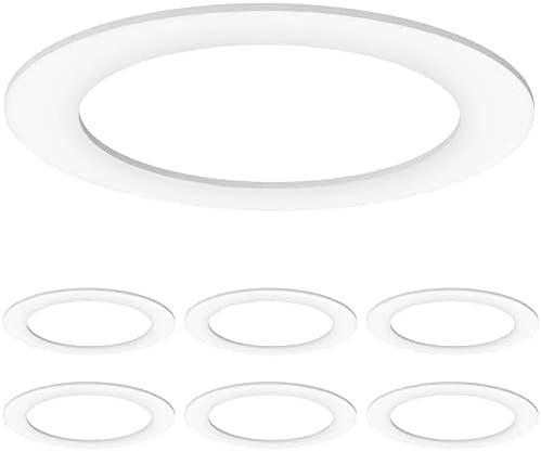 6 Pack Gloss White Goof Trim Ring for 6" Inch Recessed Lighting Trim Can Light Trim for Down Light, Outer Diameter 8 Inches