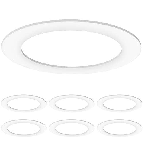 6 Pack Gloss White Goof Trim Ring for 6" Inch Recessed Lighting Trim Can Light Trim for Down Light, Outer Diameter 8 Inches