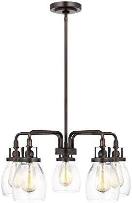 Brushed Nickel 5-Light Chandelier with Clear Seeded Glass Shades