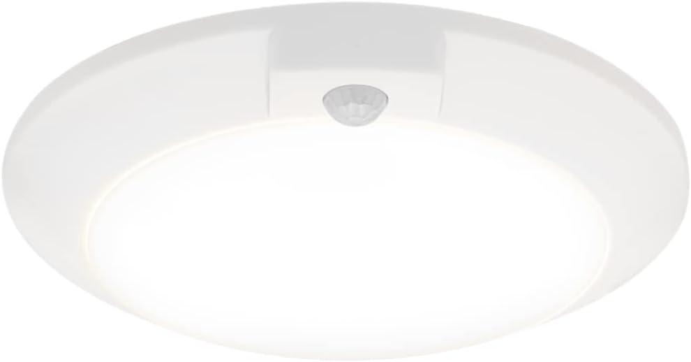 Maxxima 6 in. Round, Motion Sensor LED Ceiling Mount Light Fixture, 3000K Warm White, 600 Lumens Closet Light