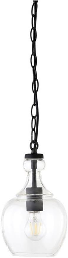 Evelyn&Zoe 7" Brushed Nickel Finish Metal/Glass Pendant