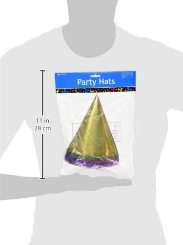 Assorted Metallic Cone Party Hats with Elastic Bands