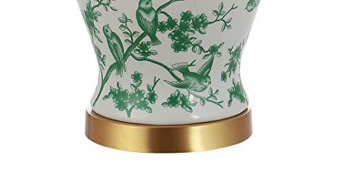 JONATHAN Y JYL3005B Penelope 22" French Country Cottage Ceramic/Iron Chinoiserie Ginger Jar LED Table Lamp, Classic for living room, dinning room, bedroom Bulb Included, White/Green