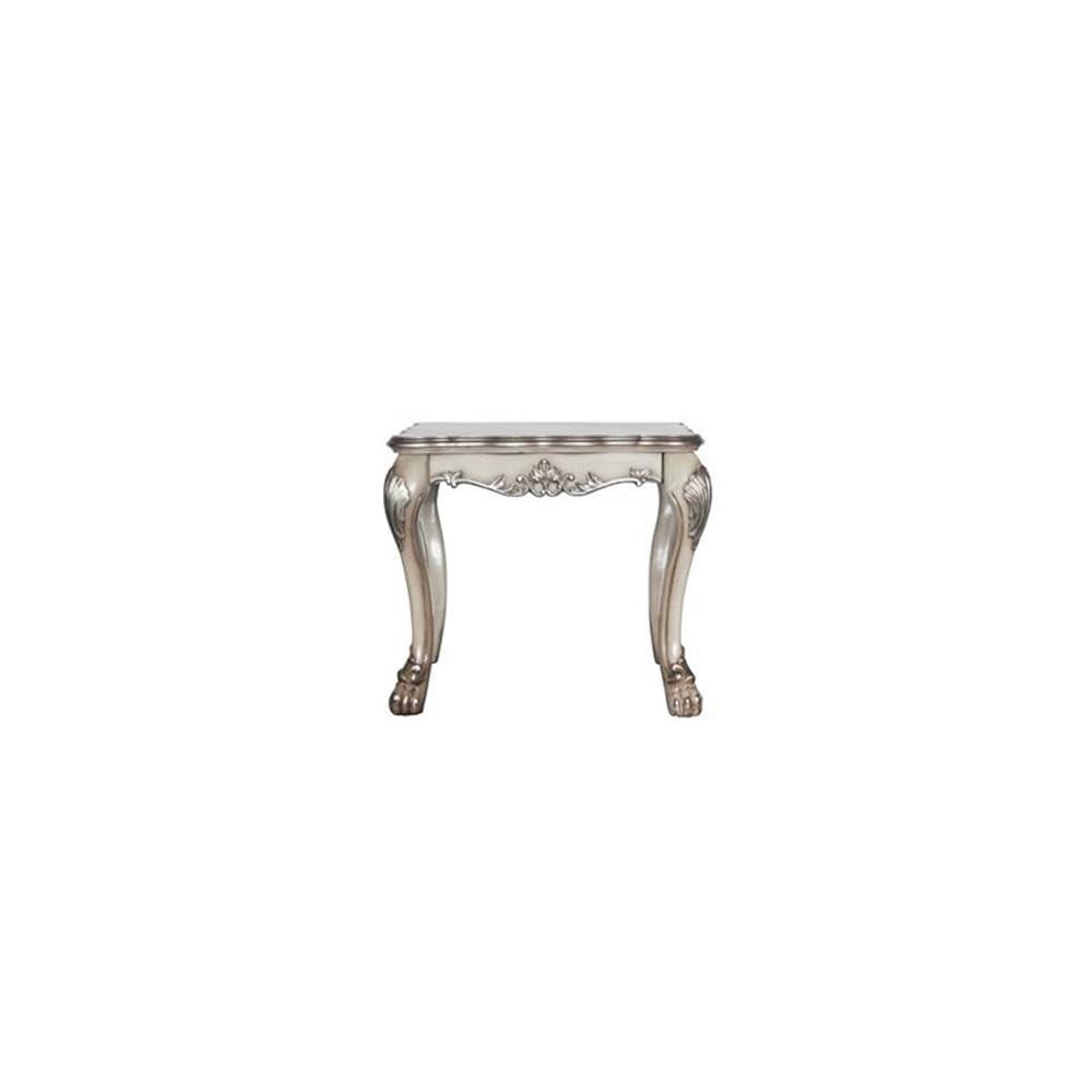 28" Dresden Coffee Table Vintage Bone White - Acme Furniture: Claw Feet, Carved Details