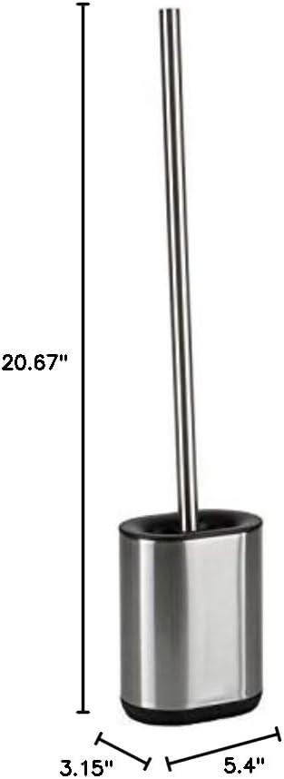 Stainless Steel and Black Soft Bristle Toilet Brush with Holder