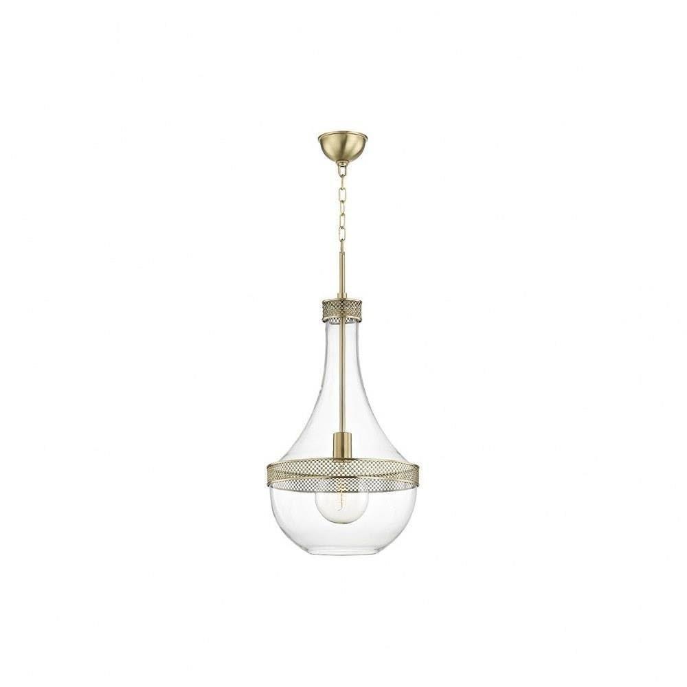Aged Brass and Clear Glass 1-Light Pendant