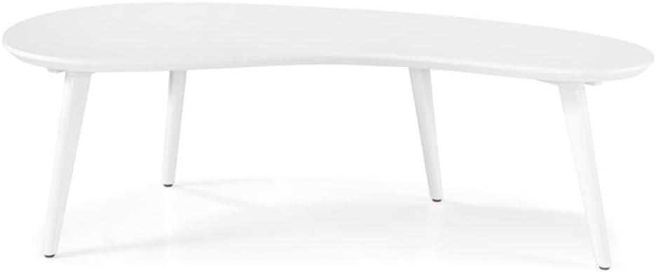 Camaflexi Mid Century Modern Coffee Table Small Tabletop Wood Coffee Desk, White