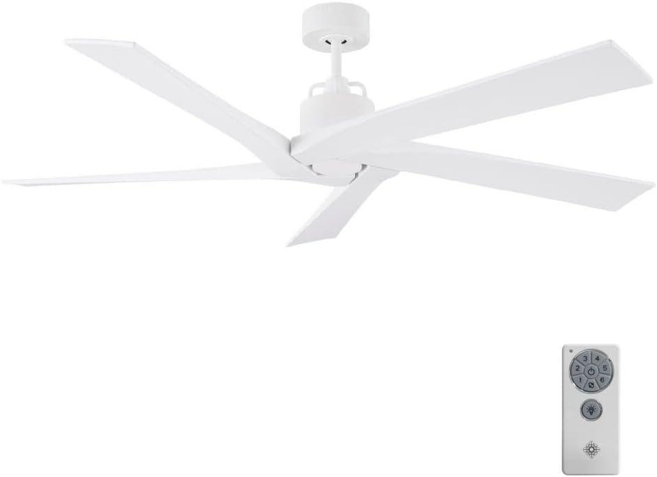 Burnished Brass 56" Ceiling Fan with Remote and Matte White Blades