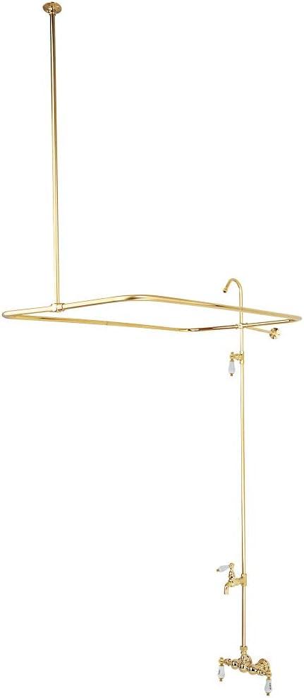 Kingston Brass CC63T2 Kingston Brass Vintage Three-Handle 2-Hole Tub Wall Mount Clawfoot Tub Faucet with Shower Enclosure
