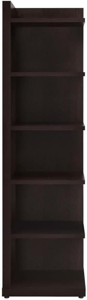 71" Modern 6 Shelf Corner Bookcase Cappuccino - Coaster: Laminated Melamine Veneer, Fixed Shelves, Meets Safety Standards