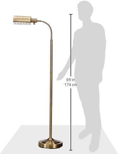 Daylight24 56” 1-Light Antique Brass Cordless Floor Lamp with Adjustable Gooseneck