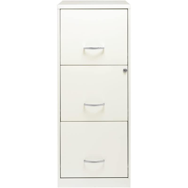 Pearl White 3-Drawer Lockable Vertical File Cabinet