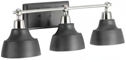 Progress Lighting Bramlett 3-Light Bath & Vanity, Brushed Nickel, Metal Reflector Shades