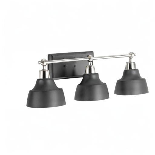 Progress Lighting Bramlett 3-Light Bath & Vanity, Brushed Nickel, Metal Reflector Shades