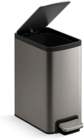 6L Silver Stainless Steel Pedal Trash Bin Set