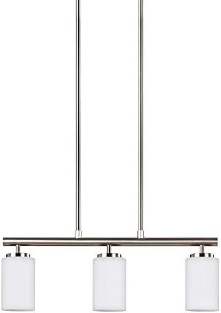 Sea Gull Lighting 66160-962 Oslo Three-Light Island Pendant Hanging Modern Light Fixture, Brushed Nickel Finish