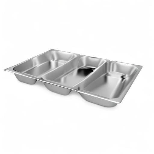 Navaris Breading Trays Set - 3 Medium Stainless Steel Pans for Preparing Bread-Crumb Dishes, Panko, Schnitzel, Coating Fish and Marinating Meat