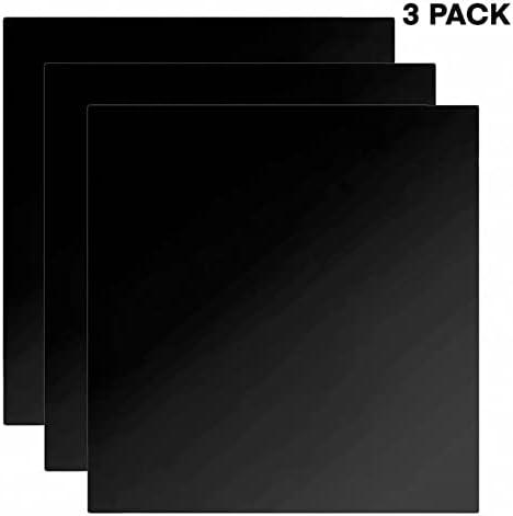 12'' x 12'' Black Acrylic Plexiglass Sheets (3-Pack)