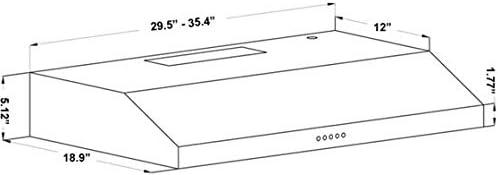 30" 600 400 CFM Ducted Under Cabinet Range Hood in Brushed 430 Stainless Steel