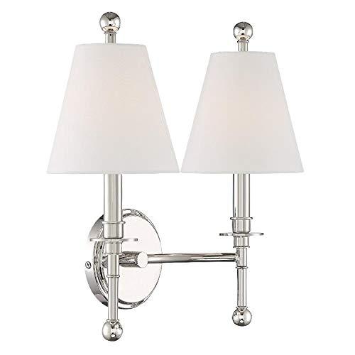 Dark Bronze 2-Light Sconce with White Silk Shades