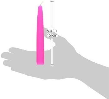 Zest Candle 12-Piece Taper Candles, 6-Inch, Hot Pink