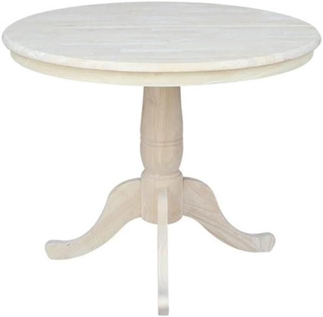 36" Round Top Pedestal Dining Table with 12" Drop Leaf - International Concepts