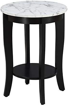 Convenience Concepts American Heritage Round End Table in Black Wood Finish