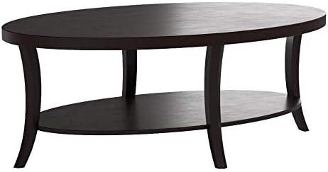 Roundhill Furniture Perth Contemporary Oval Coffee Table with Shelf, Espresso