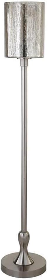Evelyn&Zoe Numit 68.75" Tall Floor Lamp with Glass Shade, Brushed Nickel/Mercury Glass