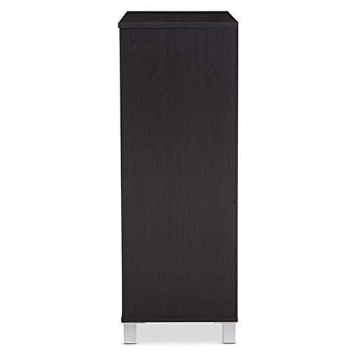 Shirley Modern and Contemporary Wood 2-Door Shoe Cabinet with Open Shelves - Dark Brown - Baxton Studio: Espresso Finish, Metal Frame, 10 Compartments