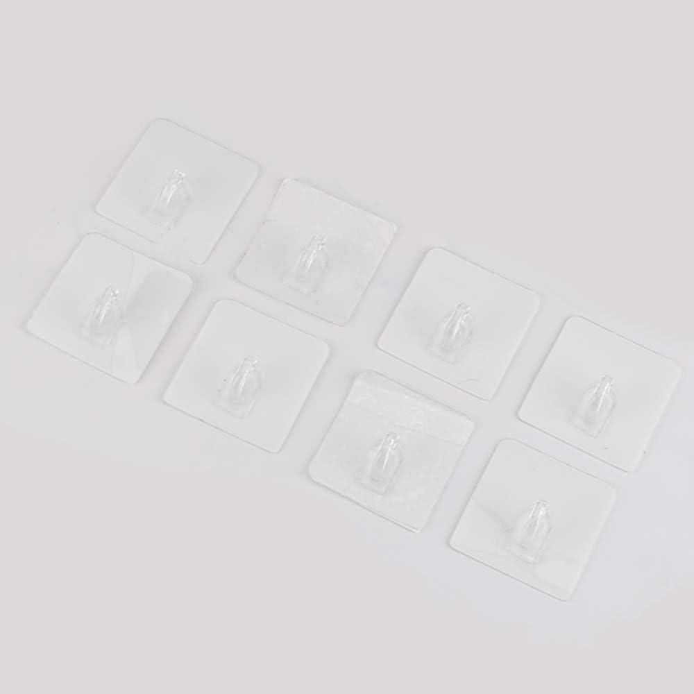 XZZ 8PCS Clear Adhesive Sticky Wall Hooks,No Drilling Strong Waterproof Sticker Hanger for Kitchen, Shower and Bathroom 20kg/44lb. (Max Loading)