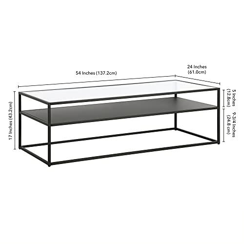 Ada 54'' Wide Blackened Bronze Rectangular Metal & Glass Coffee Table