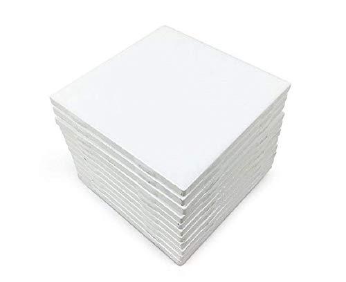 Set of 12 Glossy White Ceramic Tiles for Arts & Crafts by Squarefeet Depot Genuine Made in USA (4.25"x4.25")