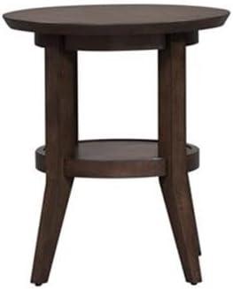 Ventura Dark Brown Round Wood End Table with Shelf