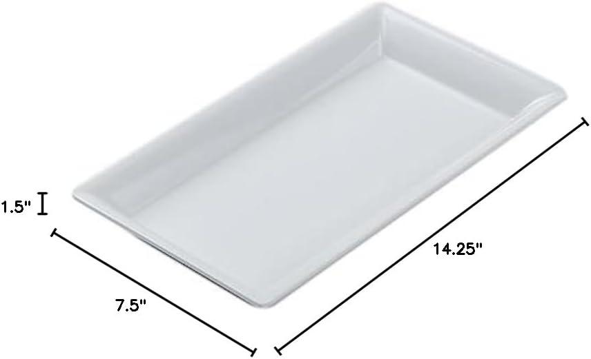 White Rectangular Melamine Tiered Serving Platter, 14.25" x 7.5"