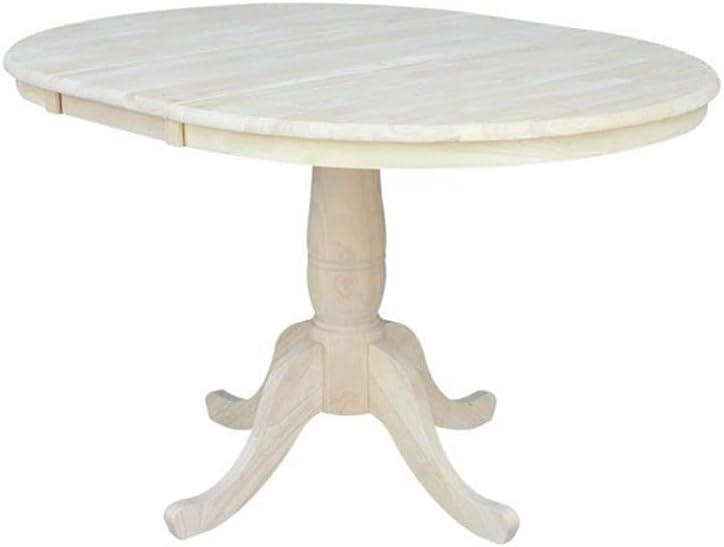 36" Round Top Pedestal Dining Table with 12" Drop Leaf - International Concepts