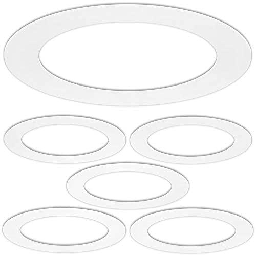 6 Pack Gloss White Goof Trim Ring for 6" Inch Recessed Lighting Trim Can Light Trim for Down Light, Outer Diameter 8 Inches