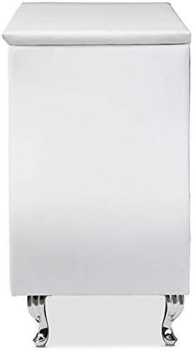 Enzo Modern and Contemporary Faux Leather 6 Drawer Dresser White - Baxton Studio: Sleek Storage, Metal Gliders