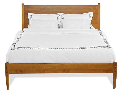 Camaflexi Castanho King Mid-Century Modern Pine Wood Platform Bed