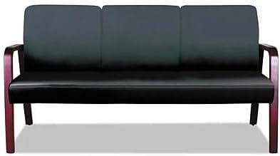 Alera ALERL2319M 65.75 in. x 26.13 in. x 33 in. Reception Lounge 3-Seat Sofa - Black/Mahogany