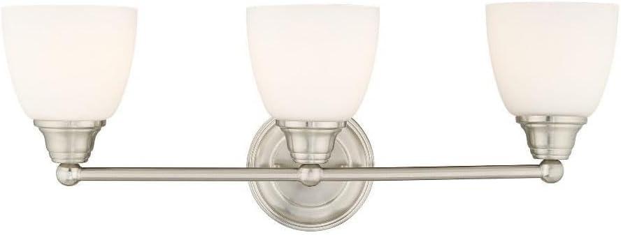 Somerville 23" Brushed Nickel 3-Light Vanity with Satin Opal White Glass