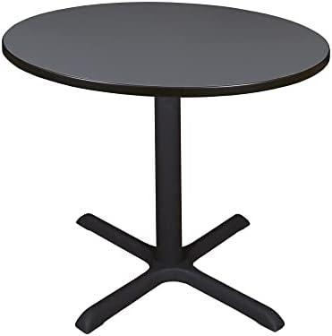 Cain 36" Round Grey Laminate Breakroom Table with Steel Base