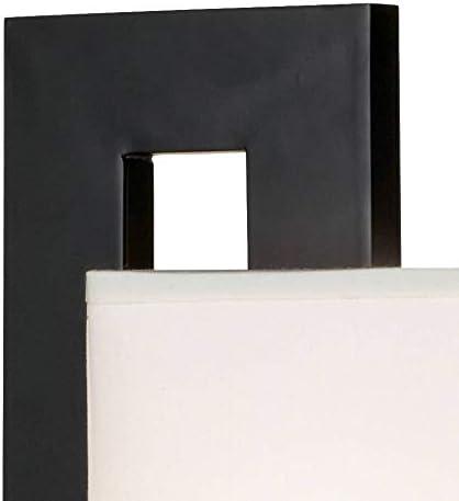 360 Lighting Floating Square 20 1/2" High Small Rectangular Modern Accent Table Lamp Pull Chain Black Metal Single White Shade Living Room Bedroom