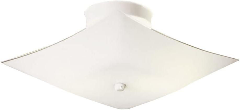 Design House 501338 Two-Light Square Frosted White Glass Semi-Flush Ceiling Mounted Light 11-inch, White