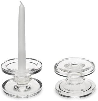 Clear Glass Reversible Pillar and Taper Candle Holder